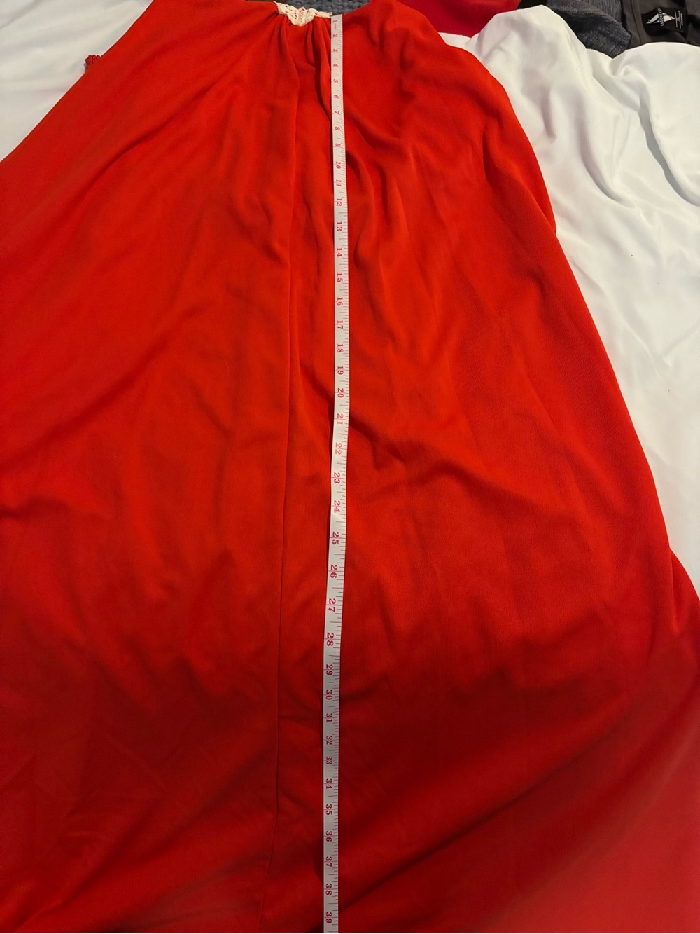 Vintage 1970s Red Maxi Dress with Crochet Trim - Picture 12 of 13
